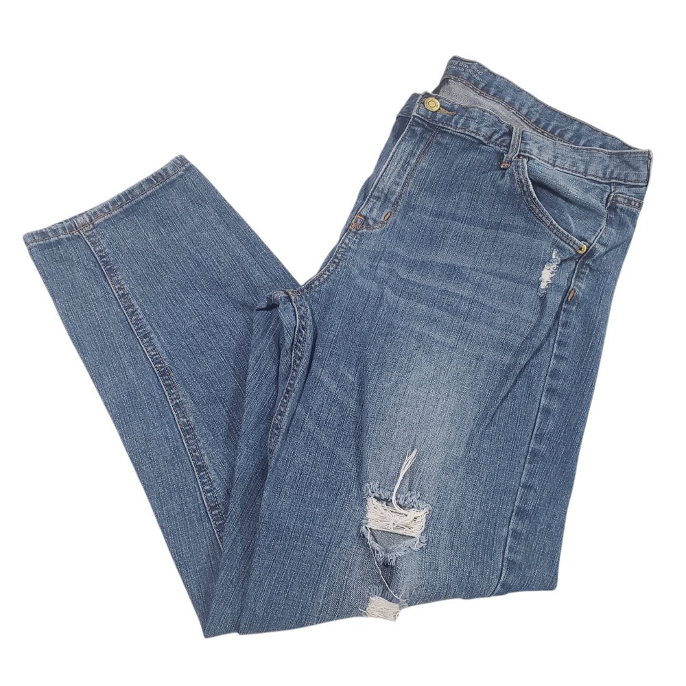 Mossimo Skinny Jeans Womens Blue‎ 16 Denim Distressed Stretch Boyfriend Casual